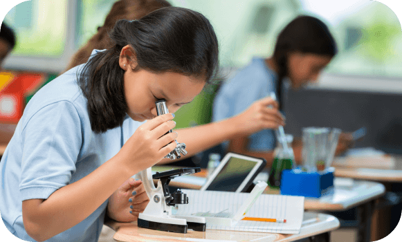 A student working in a science class
